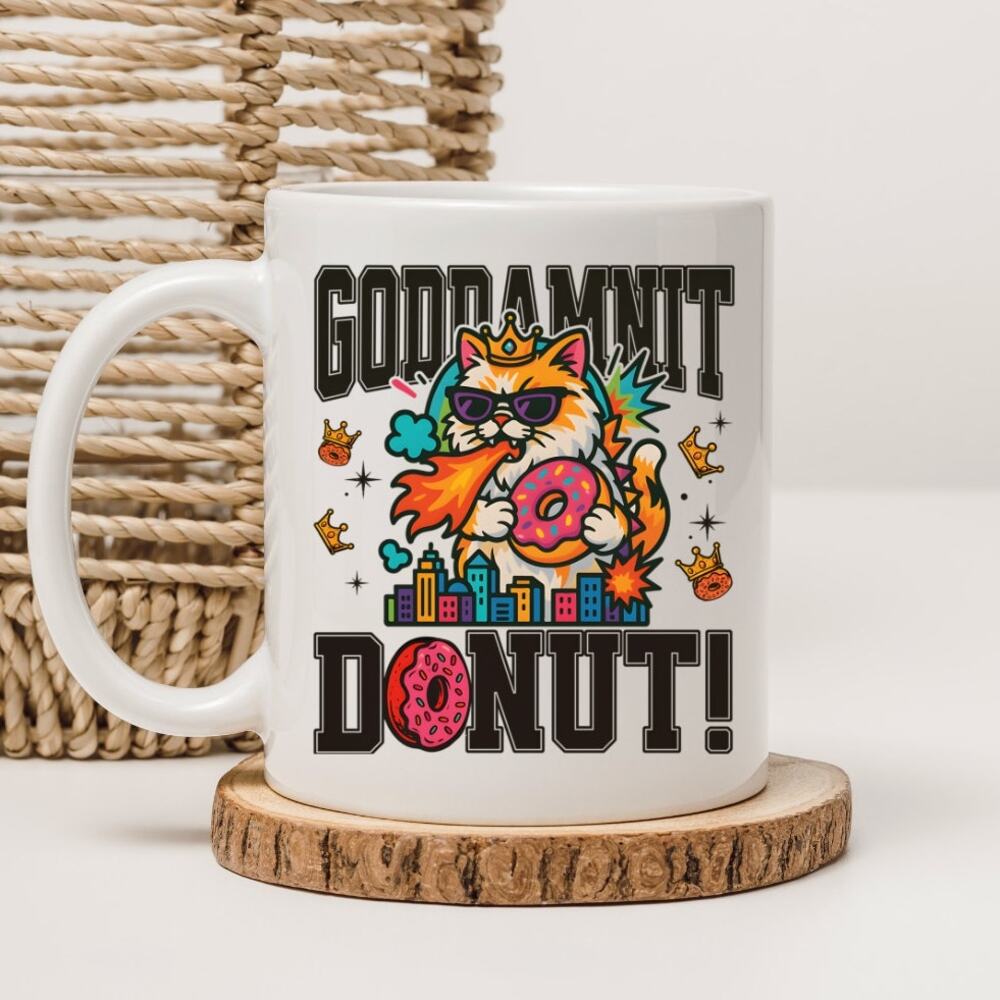 Dungeon Crawler Carl 15 oz Mug Coffee Cup Donut Cat Funny Novel Book 26